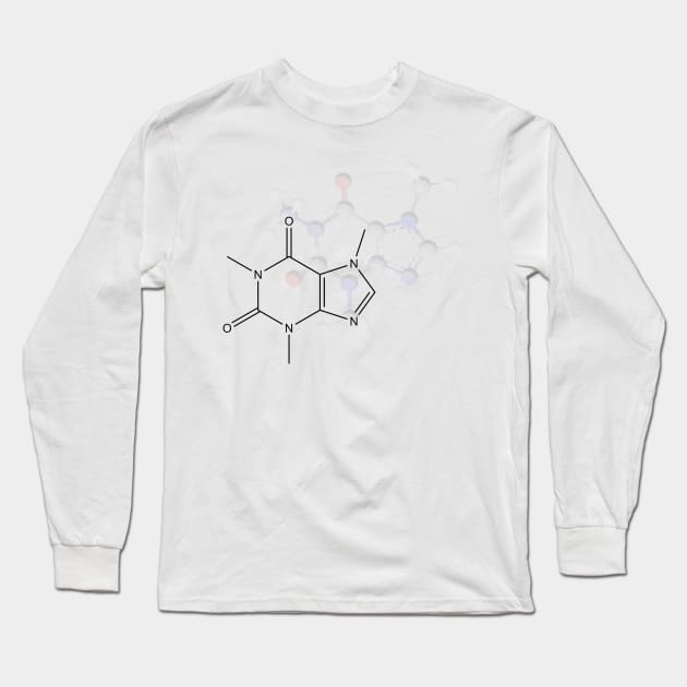 Caffeine Molecule Long Sleeve T-Shirt by ChemECool